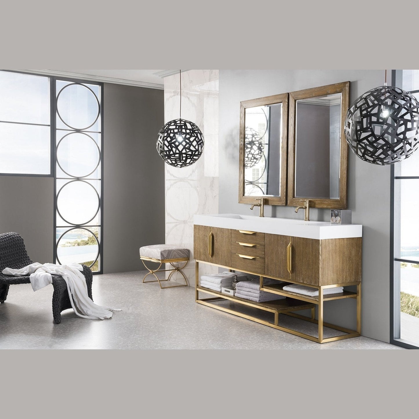 James Martin Vanities Columbia 72" Double Vanity - 388-V72D-AGR-MB-DGG