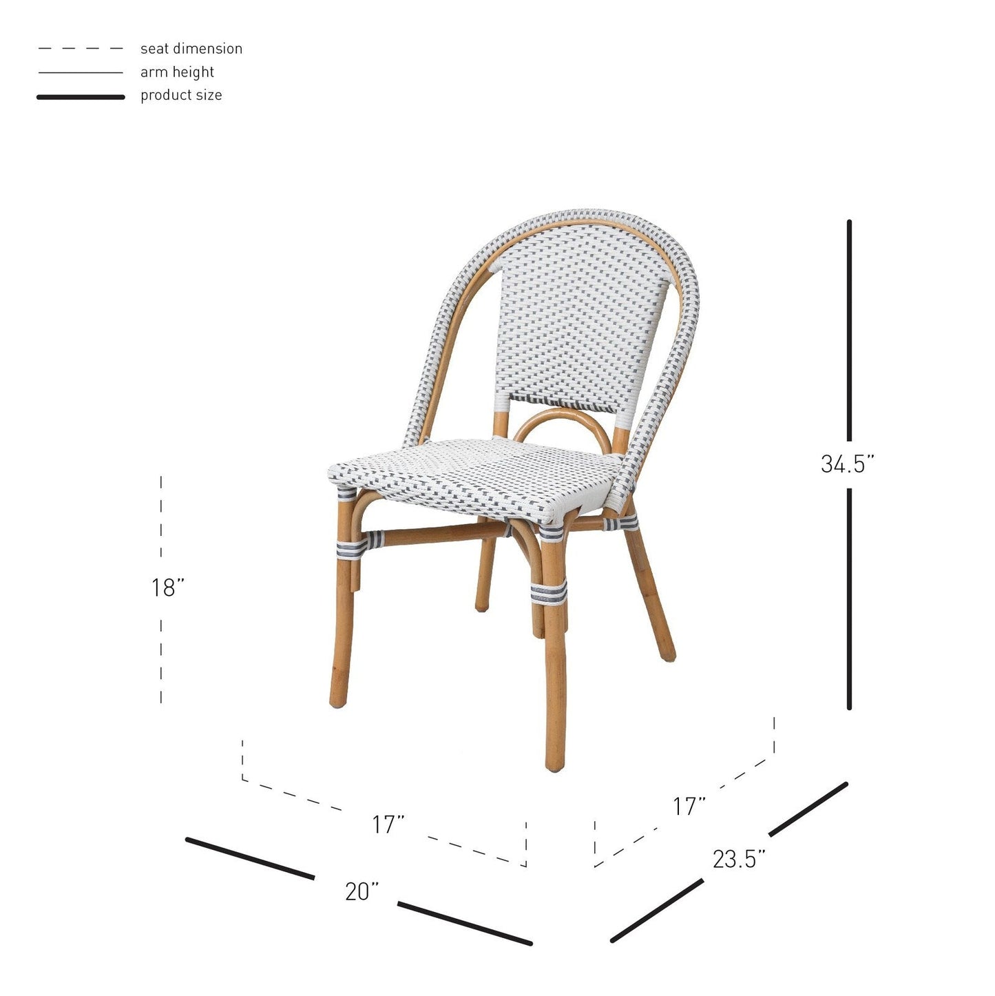 New Pacific Direct Avignon Paris Rattan Bistro Chair, (Set of 2) -  7400038