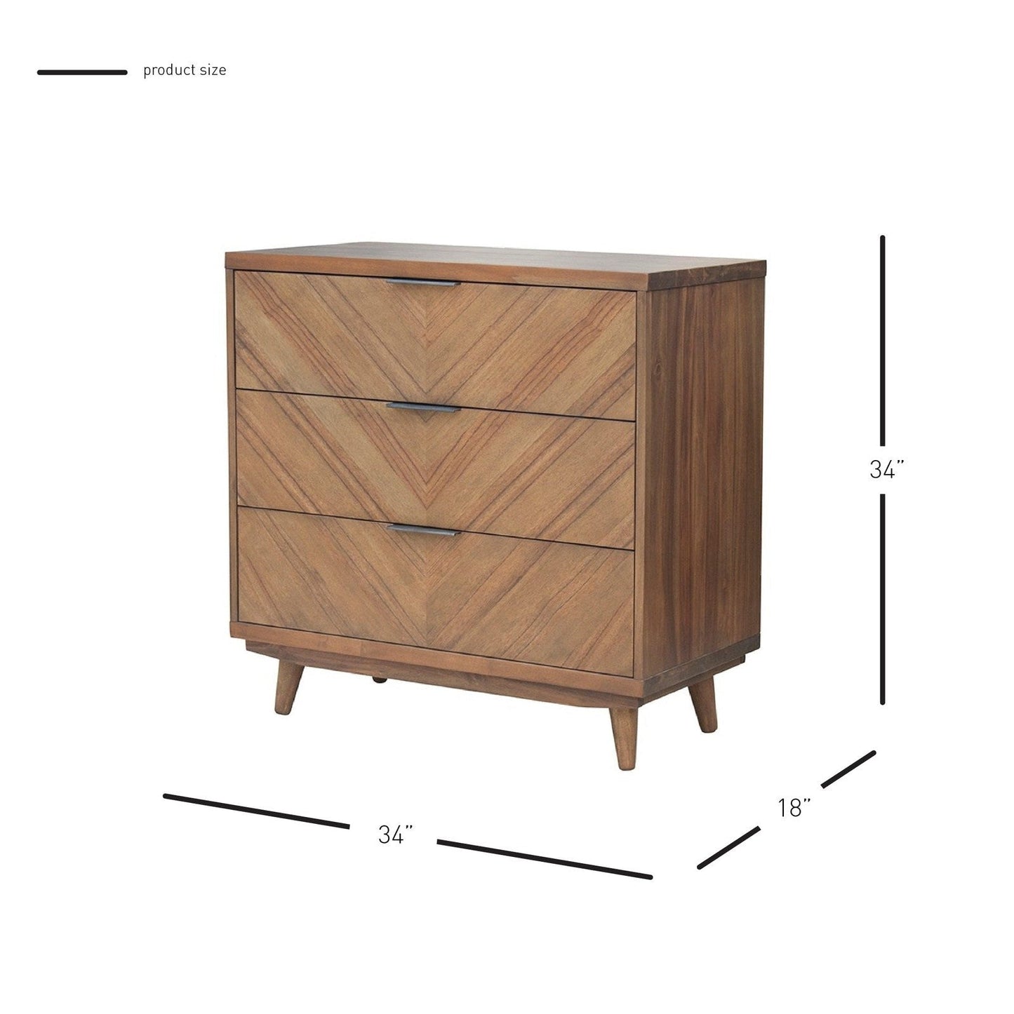 New Pacific Direct Piero Chevron Chest 3 Drawers  - 7800047