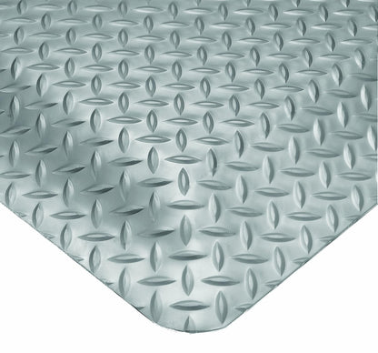 Wearwell Diamond-Plate SpongeCote UltraSoft Mat, 3' Width x 75' Length x 15/16" Thickness, Gray - 414.1516x3x75GY