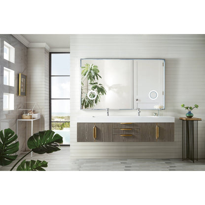 James Martin Vanities Mercer Island 72" Double Vanity - 389-V72D-AGR-G-DGG