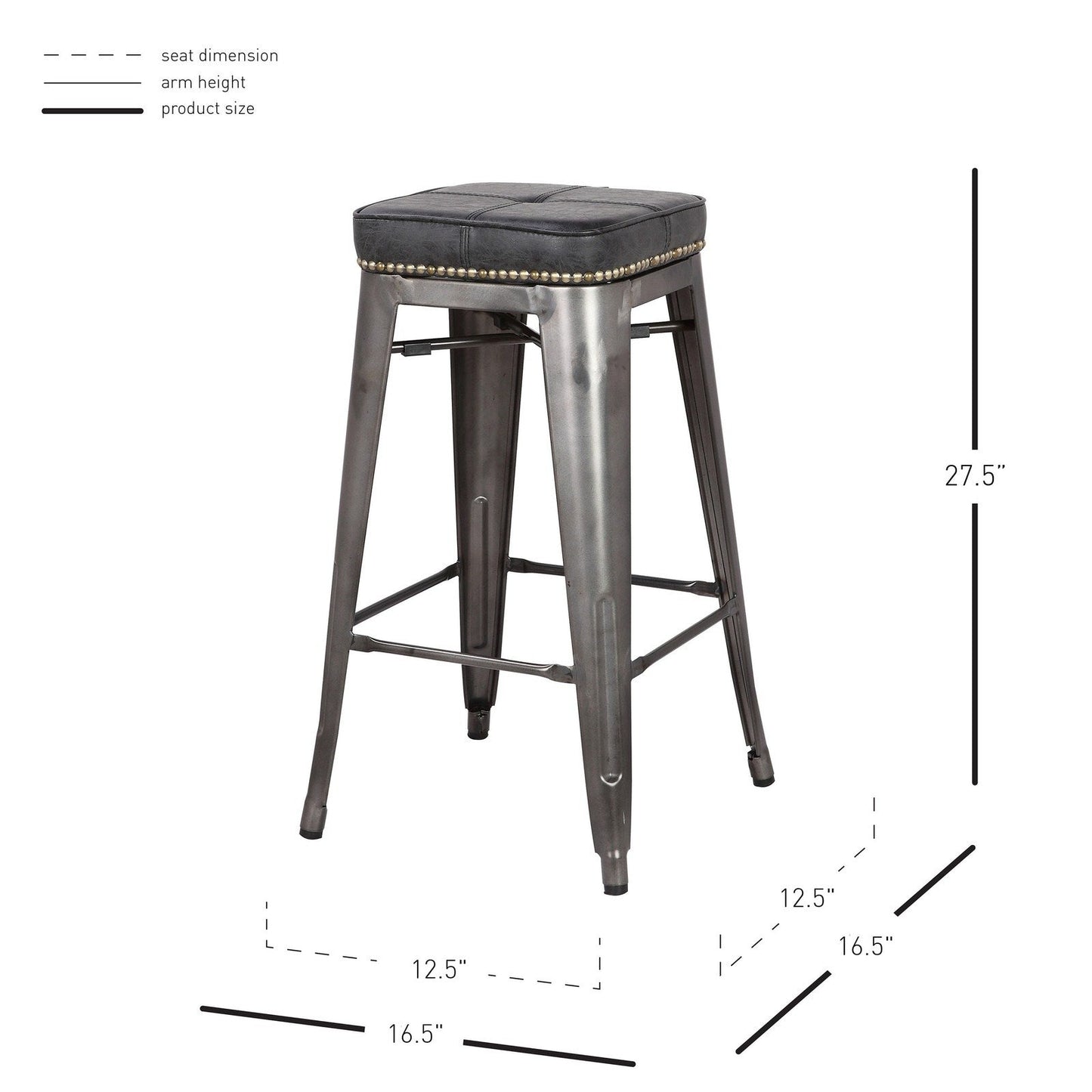 New Pacific Direct Metropolis PU Metal Counter Stool, (Set of 4)  - 9300028-240