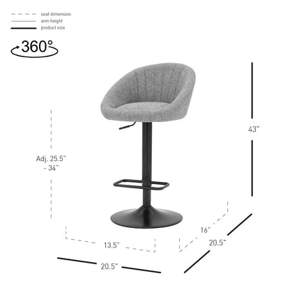 New Pacific Direct Watson KD Fabric Gaslift Swivel Bar Stool, (Set of 2) -  9300118-529