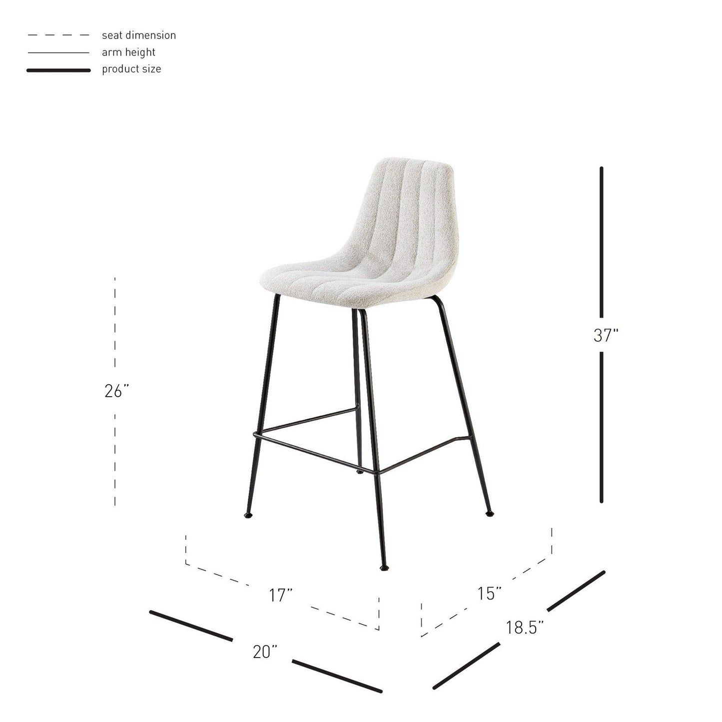 New Pacific Direct Robert Fabric Counter Stool, (Set of 4) 9300146-589 - 9300146-589