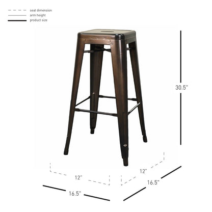 New Pacific Direct Metropolis Metal Backless Bar Stool, (Set of 4) 938630-GM - 938630-GM