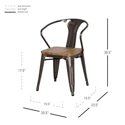 New Pacific Direct Metropolis Metal Arm Chair, (Set of 4) 938730-GM - 938730-GM