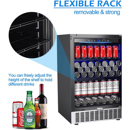 BODEGA AAobosi 24 Inch 164 Cans Freestanding and Built-in Beverage Refrigerator -  JC-145C