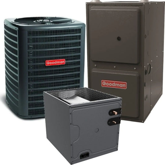 Goodman - 3 Ton/80,000 BTU 80% AFUE Low NOx Gas Furnace and Air Conditioner System - Horizontal - 14.5 SEER2 - R32 - GLXS4BA3610 / CHPTA3630C3 / GD9T800805CX