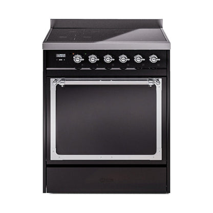 GREE ILVE 30 Inch Nostalgie II Noblesse Freestanding Induction Range with 4 Elements, Solid Door with Chrome Trim - UNI304QNMPBKC