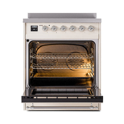 GREE ILVE 30 Inch Nostalgie II Noblesse Freestanding Induction Range with 4 Elements, Solid Door with Chrome Trim - UNI304QNMPBKC