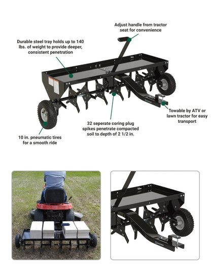 Strongway Tow Behind Plug Lawn Aerator 48 In. 32 Coring Plugs&nbsp; - 49167