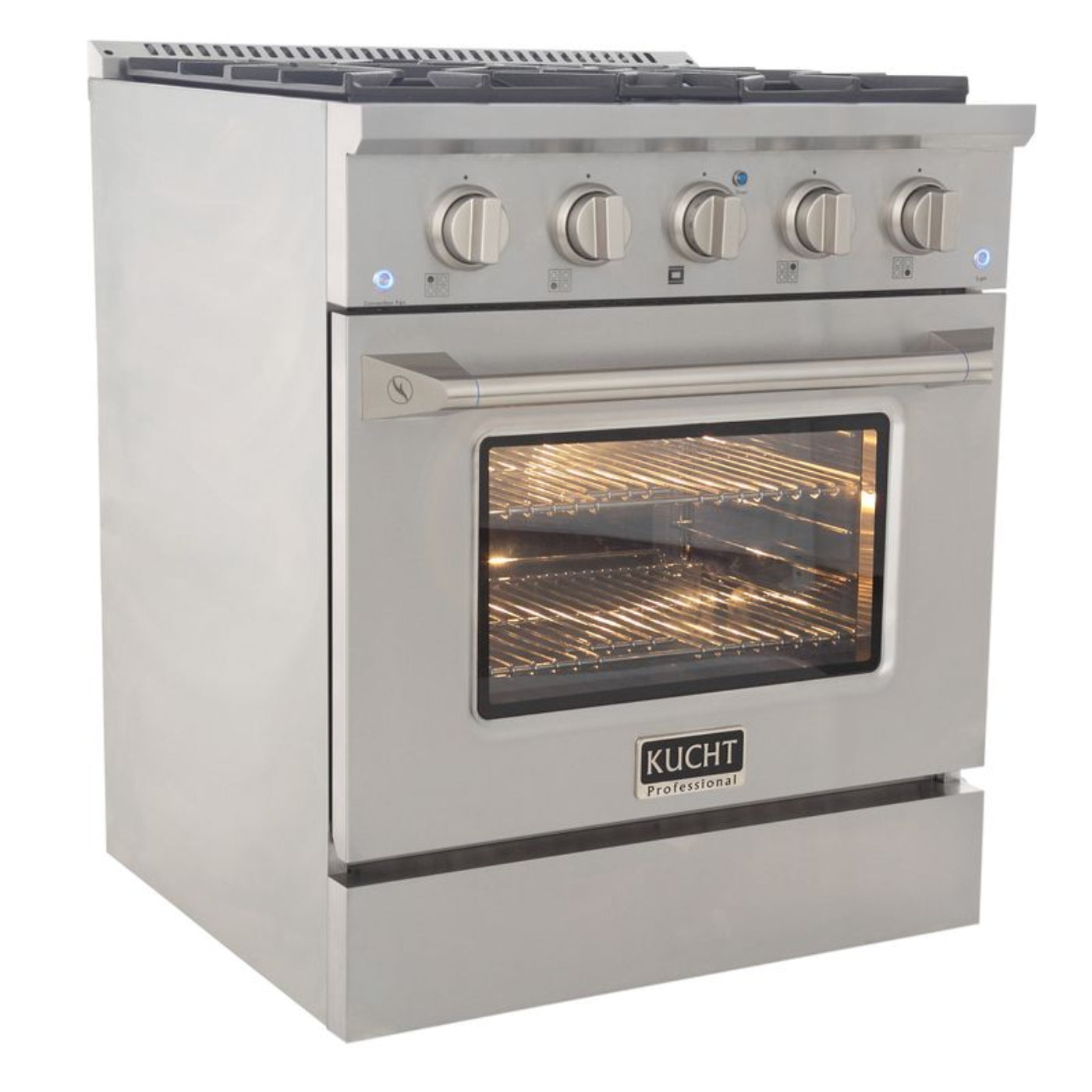 Kucht 30 Inch Pro-Style KDF Series Liquid Propane Stainless Steel Dual Fuel Range with Silver Oven Door - KDF302/LP-S