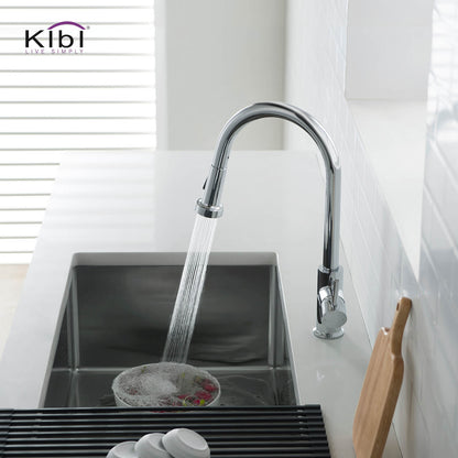Kibi Casa Single Handle High Arc Pull Down Kitchen Faucet in Chrome Finish - KKF2002CH