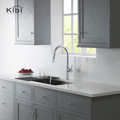 Kibi Hilo Single Handle High Arc Pull Down Kitchen Faucet in Chrome Finish - KKF2008CH