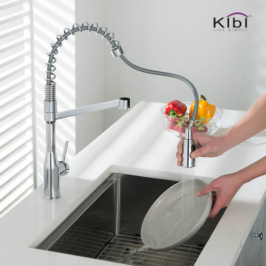 Kibi Largo Single Handle Pull Down Kitchen Faucet in Chrome Finish - KKF2006CH