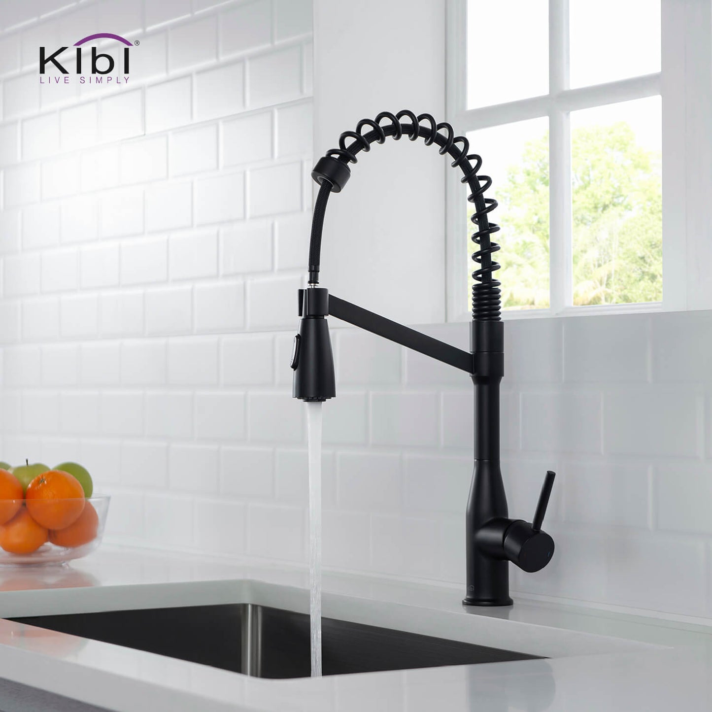 Kibi Largo Single Handle Pull Down Kitchen Faucet in Matte Black Finish - KKF2006MB
