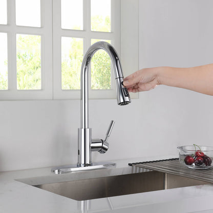 Kibi Single Handle Pull Down Kitchen Faucet With Touch Sensor In Chrome Finish - F102CH-S