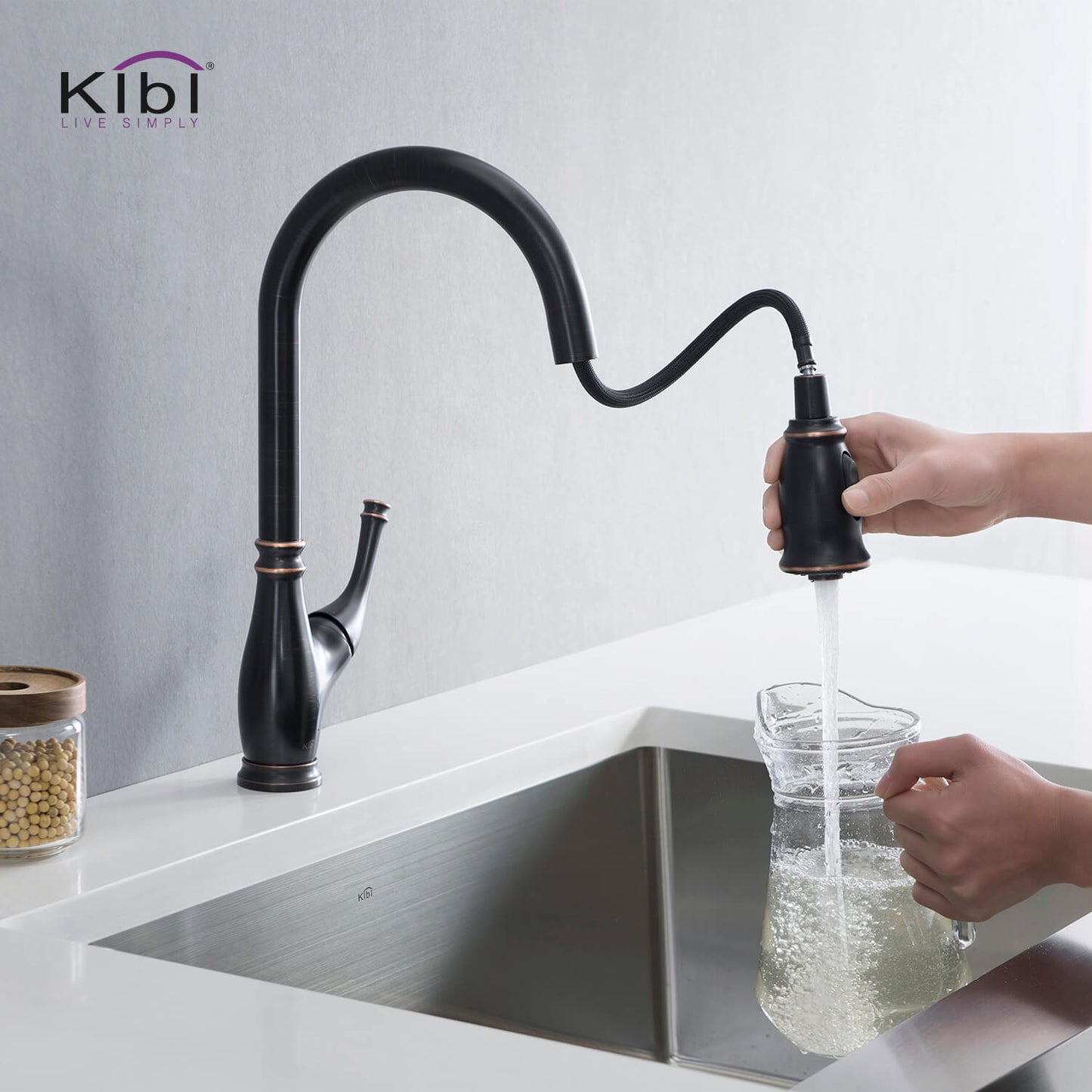 Kibi Summit Single Handle High Arc Pull Down Kitchen Faucet in Oil Rubbed Bronze Finish - KKF2009ORB