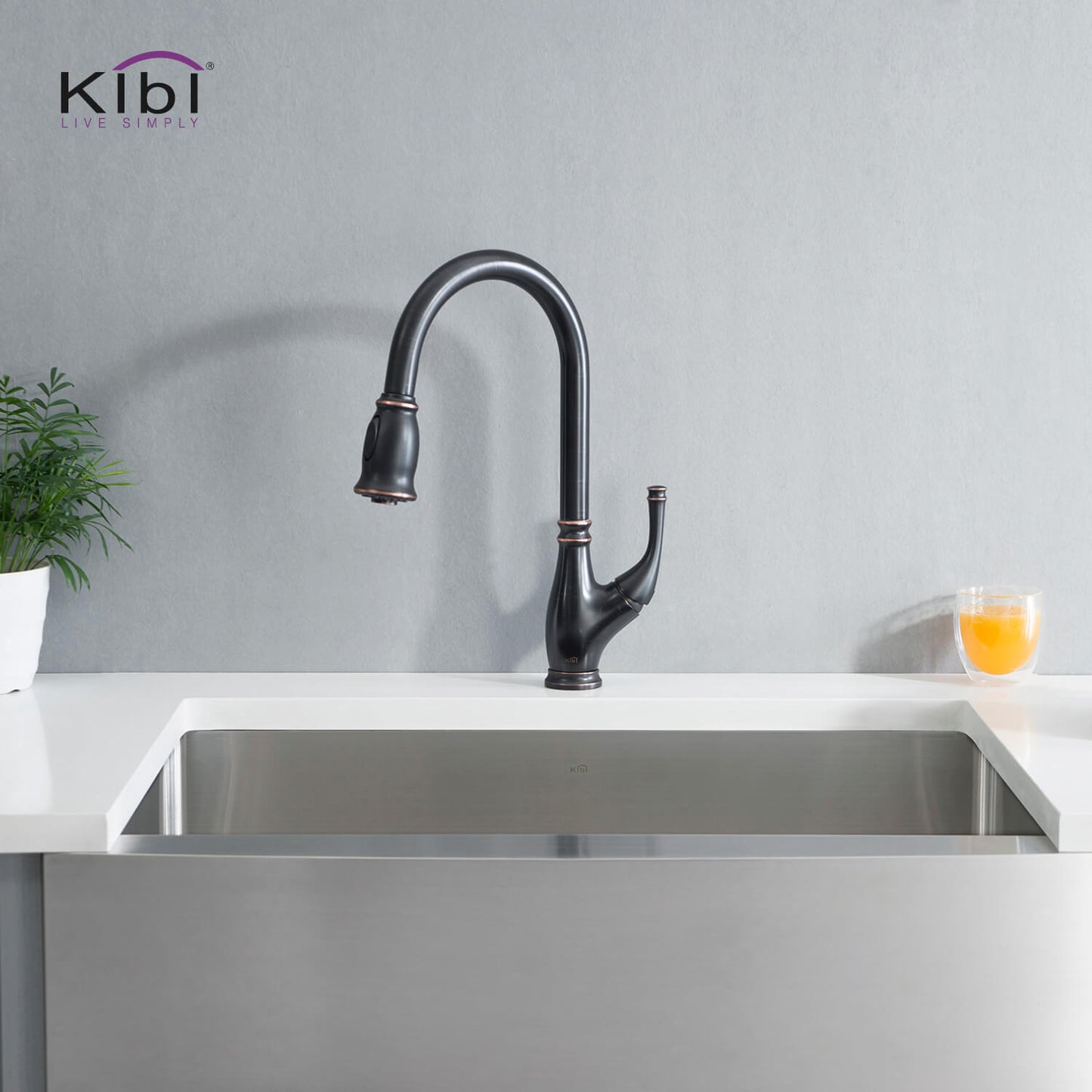Kibi Summit Single Handle High Arc Pull Down Kitchen Faucet in Oil Rubbed Bronze Finish - KKF2009ORB
