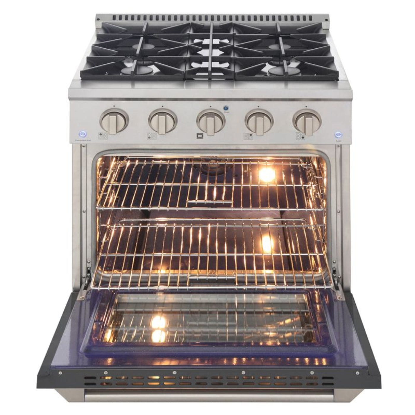 Kucht 30 Inch Pro-Style KDF Series Natural Gas Stainless Steel Dual Fuel Range with Grey Oven Door - KDF302-GR