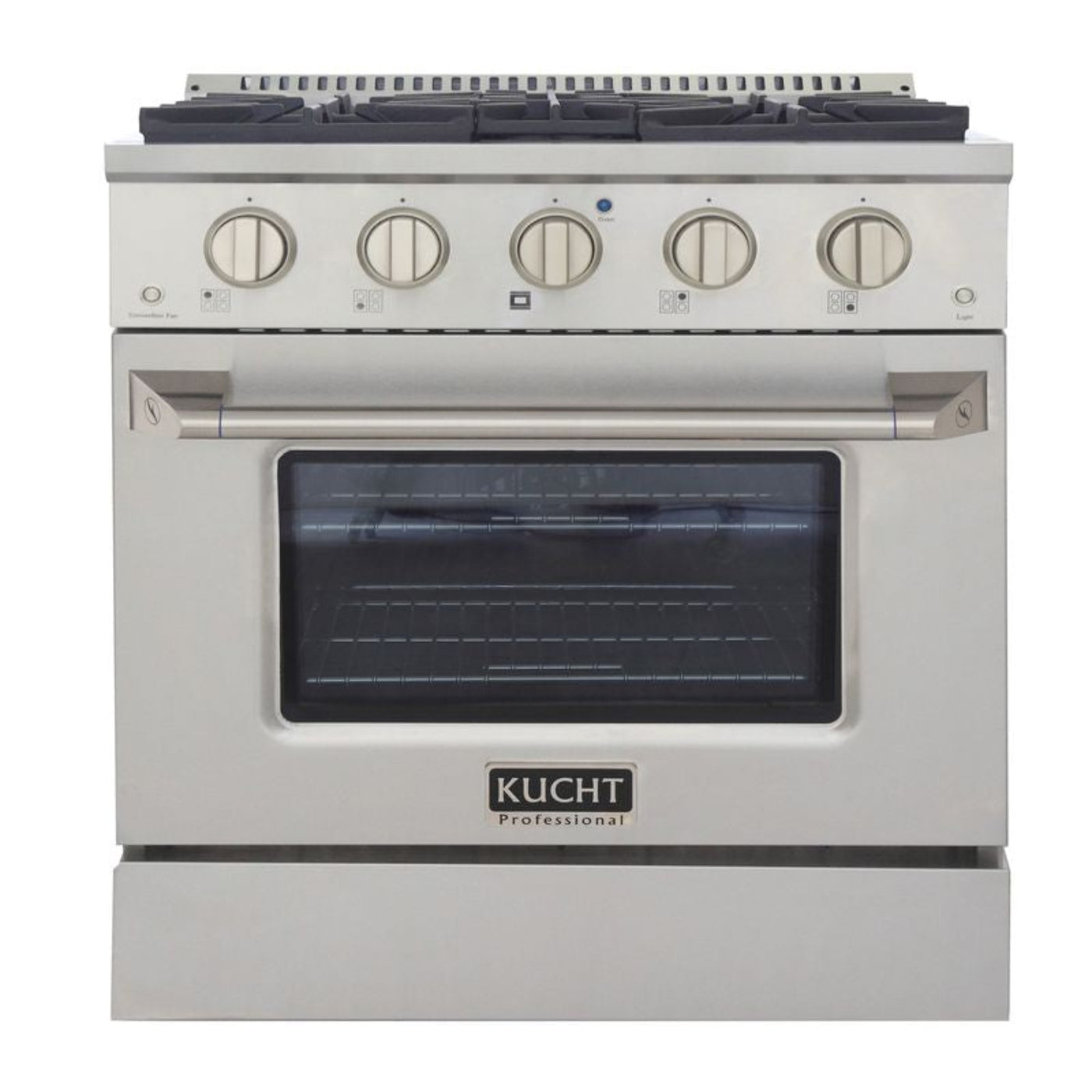 Kucht 30 Inch Pro-Style KDF Series Natural Gas Stainless Steel Dual Fuel Range with Silver Oven Door - KDF302-S
