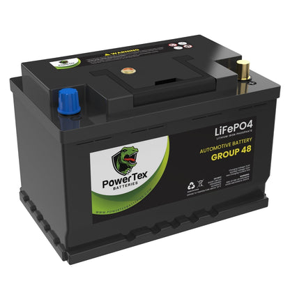 PowerTex 2022 Lexus LC500 V8 5.0L Replacement Car Battery BCI Group 48 Lithium LiFePO4 Automotive Powertex Battery - PTLG48-0411