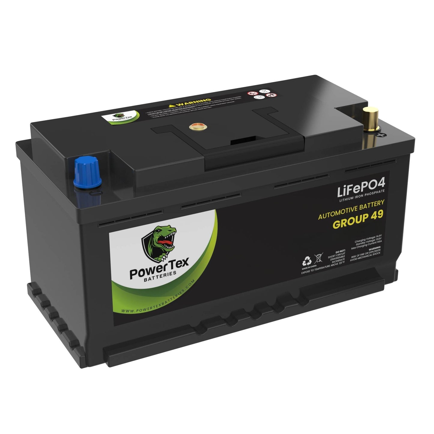 PowerTex 2021 Chevrolet Silverado 1500 Car Battery BCI Group 49 / H8 Replacement Lithium LiFePO4 Automotive Battery - PTLG49-894