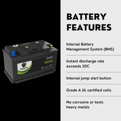 PowerTex 2010 Dodge Challenger Car Battery BCI Group 94R / H7 Lithium LiFePO4 Automotive Battery - PTLG94R-782