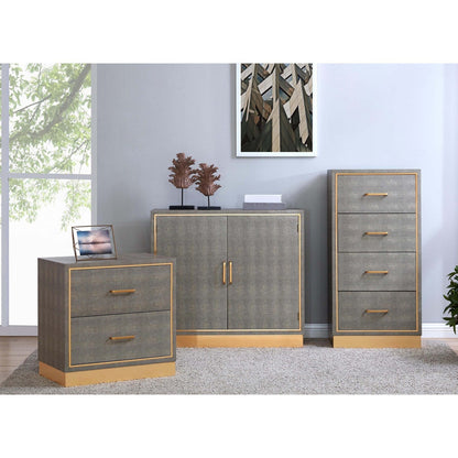 New Pacific Direct Edinburgh 2-Drawer Faux Shagreen End table -  1600049