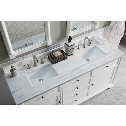 James Martin Vanities Savannah 72" Bright White Double Vanity - 238-104-V72-BW-3AF