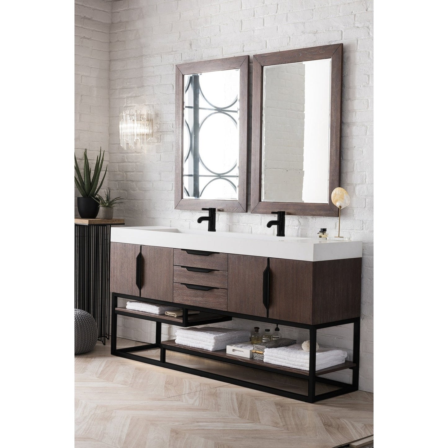 James Martin Vanities Columbia 72" Double Vanity - 388-V72D-AGR-MB-DGG