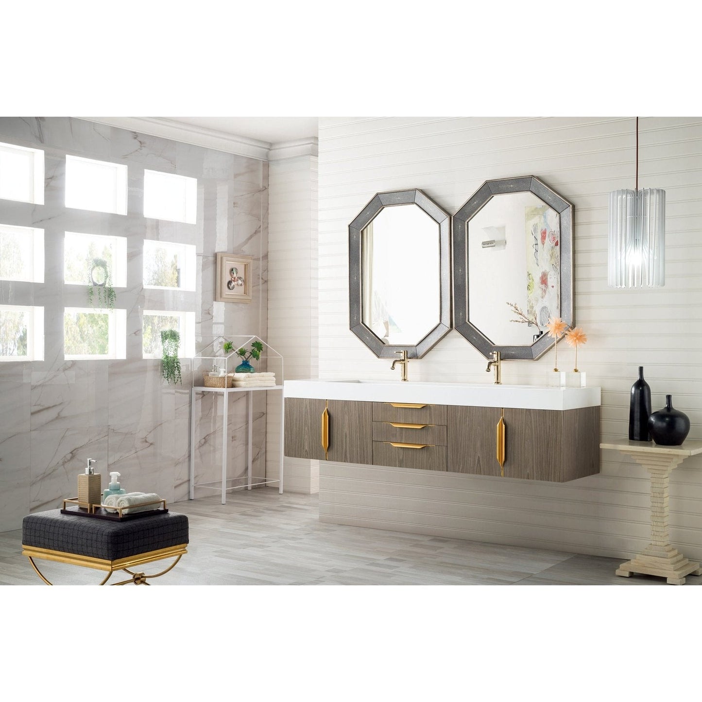 James Martin Vanities Mercer Island 72" Double Vanity - 389-V72D-AGR-G-DGG