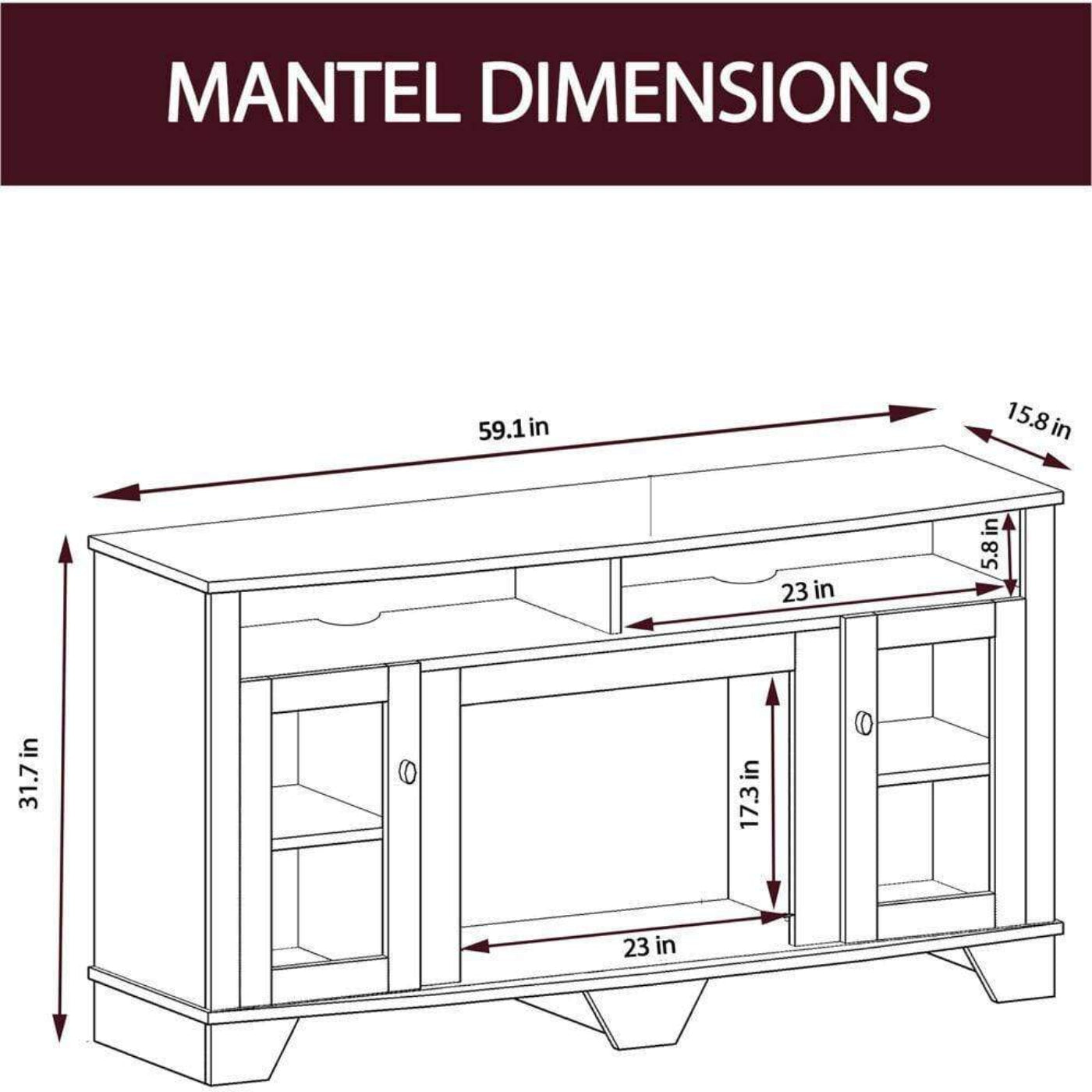 Cambridge Savona 59 In. Electric Fireplace in Cherry with Entertainment Stand and Charred Log Display, - CAM6022-1CHR