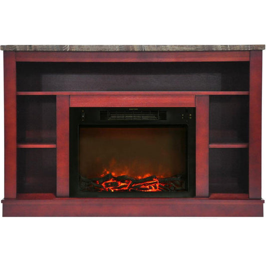 Cambridge Seville Electric Fireplace Heater with 47-In. Cherry TV Stand, Enhanced Log Display, Multi-Color Flames, and Remote Control - CAM5021-1CHRLG3