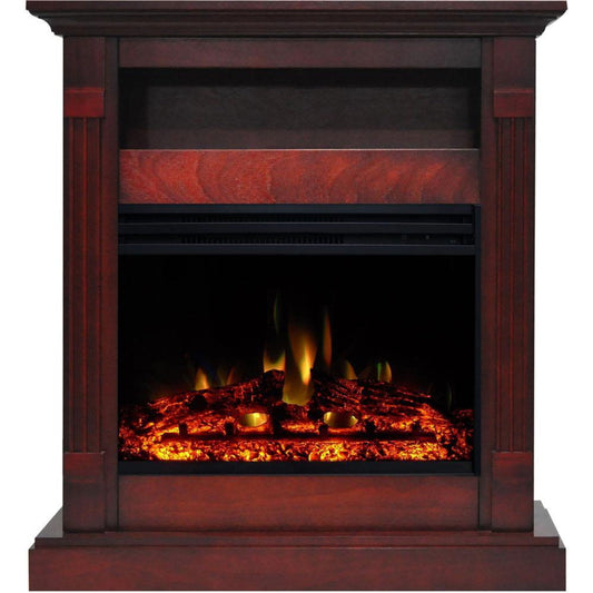 Cambridge Sienna 34-In. Electric Fireplace Heater with Cherry Mantel, Enhanced Log Display, Multi-Color Flames, and Remote Control - CAM3437-1CHRLG3