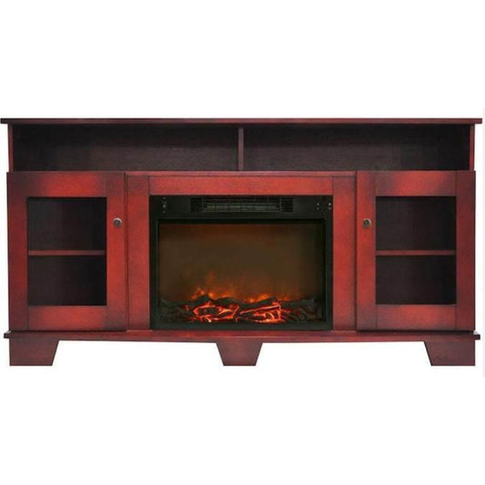 Cambridge Savona 59 In. Electric Fireplace in Mahogany with Entertainment Stand and Charred Log Display, - CAM7233-1CHR
