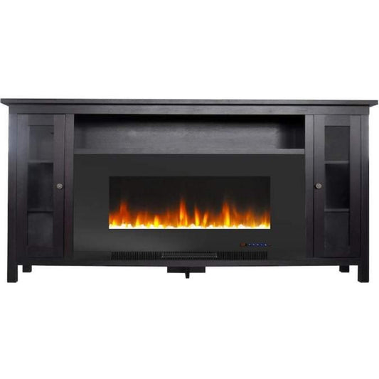 Cambridge Somerset 70-In. Black Electric Fireplace TV Stand with Multi-Color LED Flames, Crystal Rock Display, and Remote Control - CAM6938-1COF