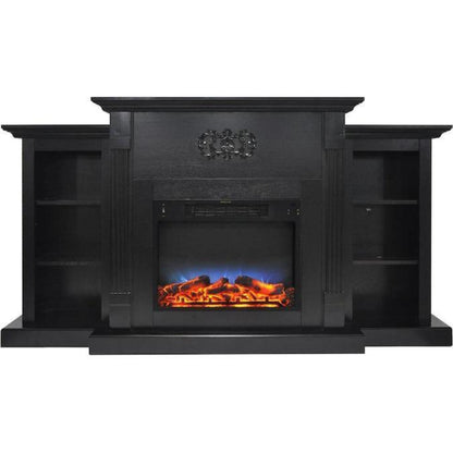 Cambridge Sanoma 72 In. Electric Fireplace in Cherry with Bookshelves and Enhanced Log Display - CAM7233-1CHRLG2