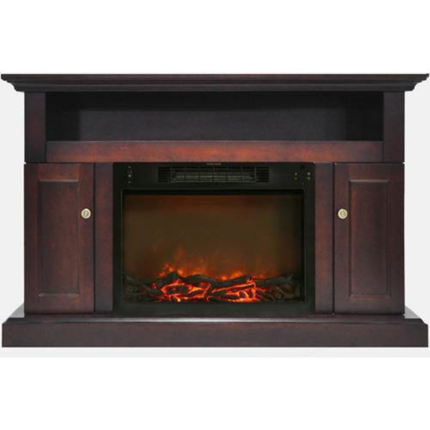 Cambridge Sorrento Electric Fireplace Heater with 47-In. Mahogany TV Stand, Enhanced Log Display, Multi-Color Flames and Remote Control - CAM5021-2CHRLG3