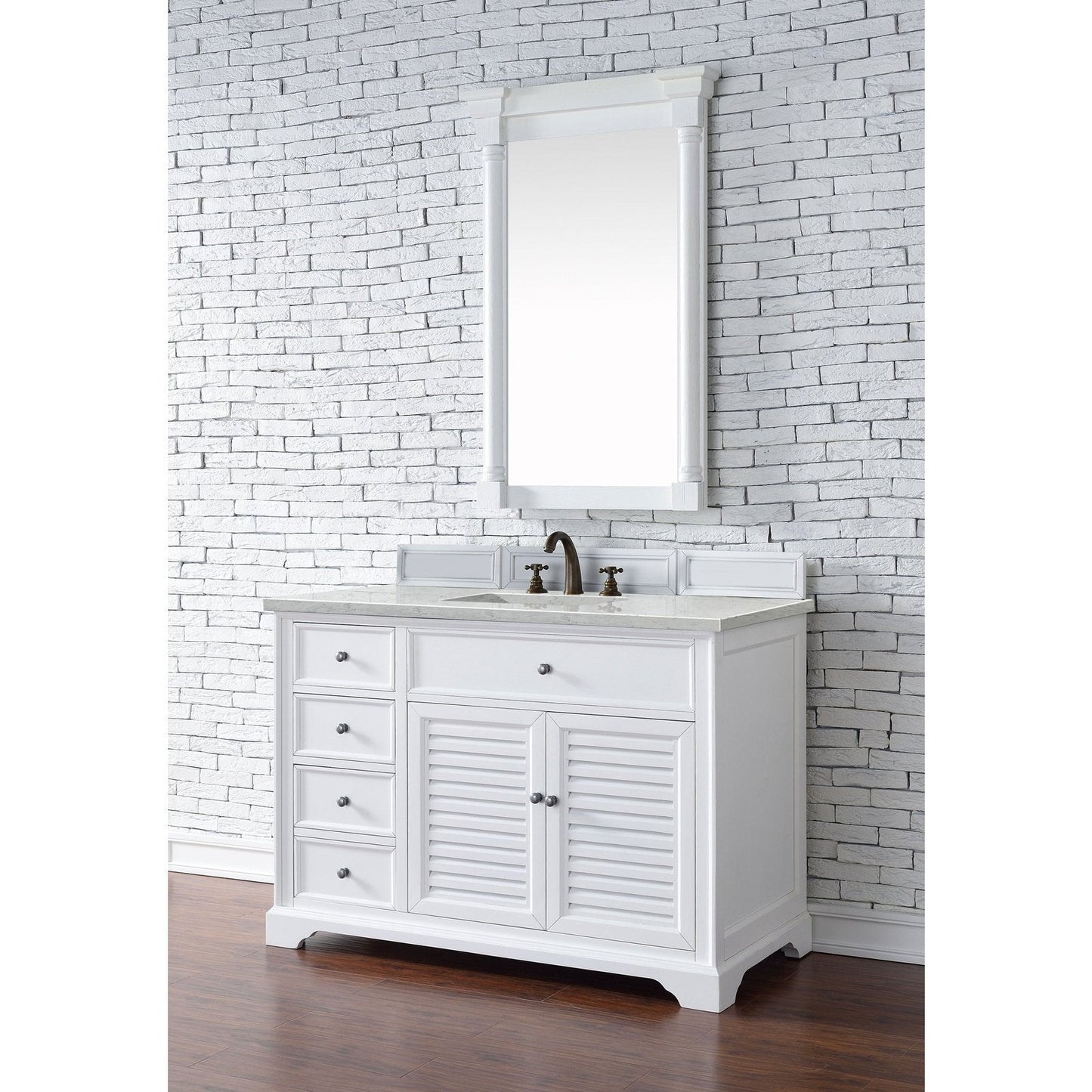 James Martin Vanities Savannah 48" Bright White Single Vanity - 238-104-V48-BW-3AF