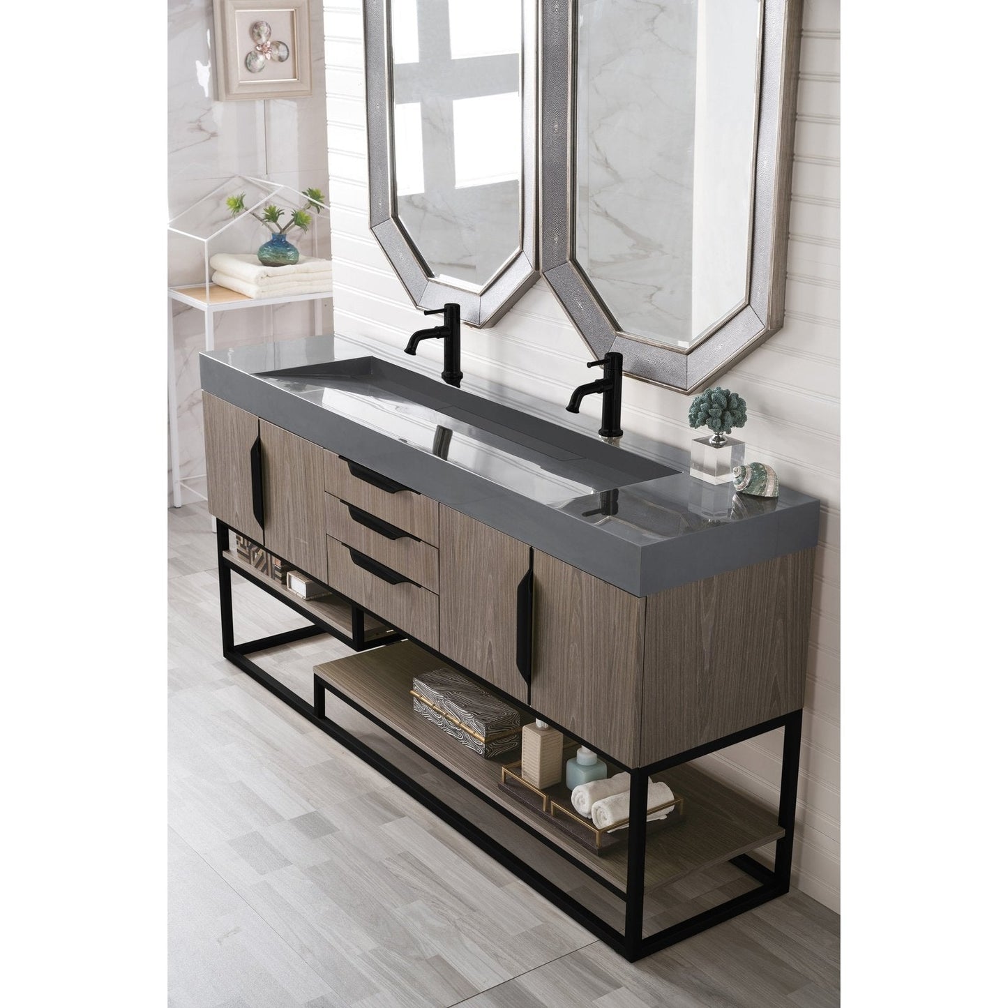 James Martin Vanities Columbia 72" Double Vanity - 388-V72D-AGR-MB-DGG