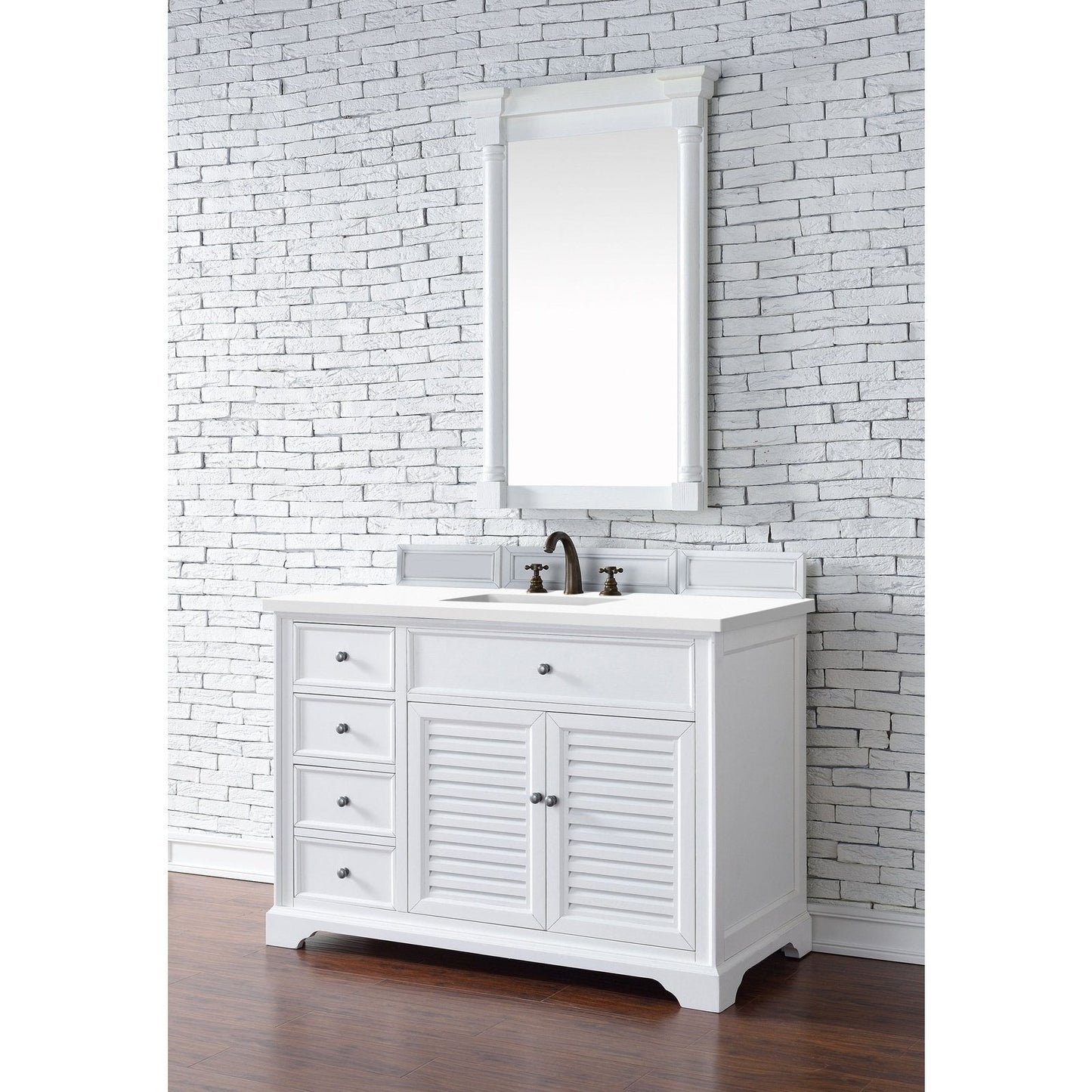James Martin Vanities Savannah 48" Bright White Single Vanity - 238-104-V48-BW-3AF