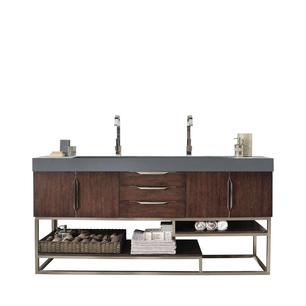 James Martin Vanities Columbia 72" Double Vanity - 388-V72D-AGR-MB-DGG