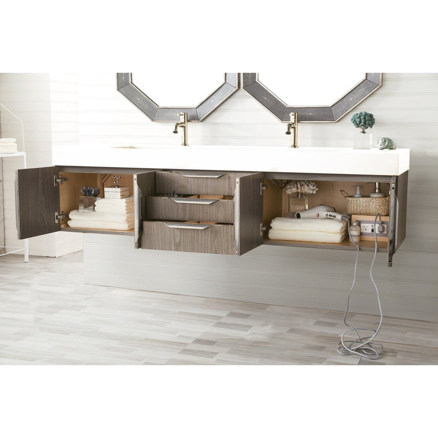 James Martin Vanities Mercer Island 72" Double Vanity - 389-V72D-AGR-G-DGG