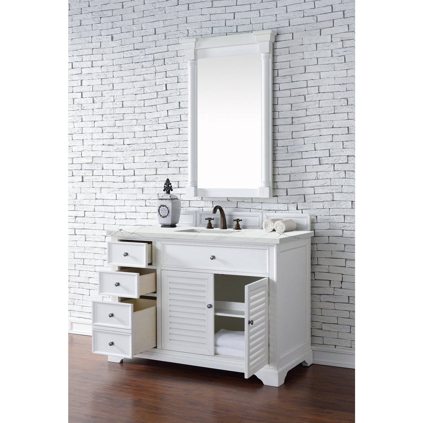 James Martin Vanities Savannah 48" Bright White Single Vanity - 238-104-V48-BW-3AF