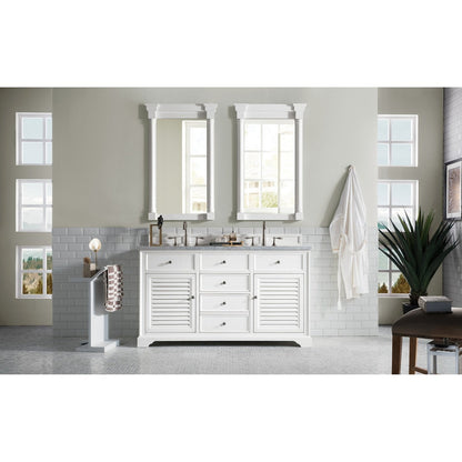 James Martin Vanities Savannah 60" Bright White Double Vanity - 238-104-V60D-BW-3AF