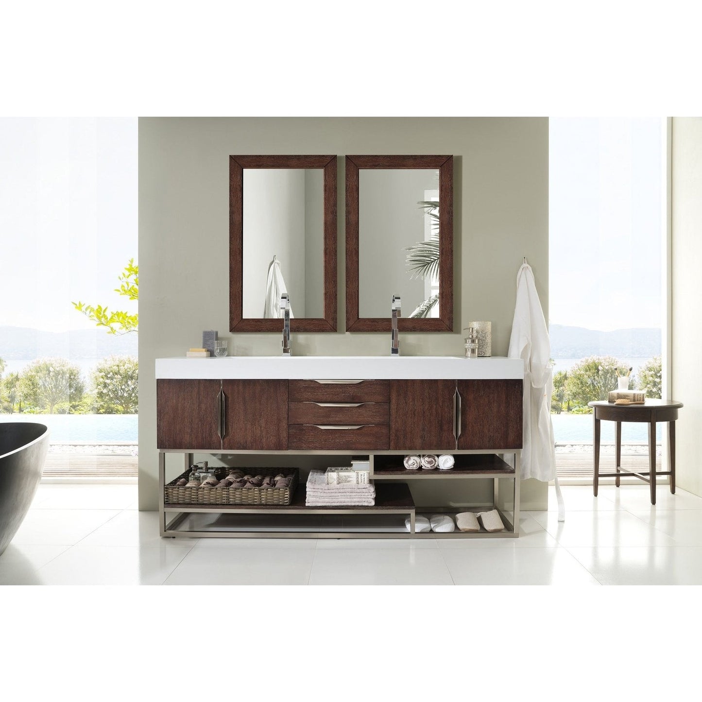 James Martin Vanities Columbia 72" Double Vanity - 388-V72D-AGR-MB-DGG