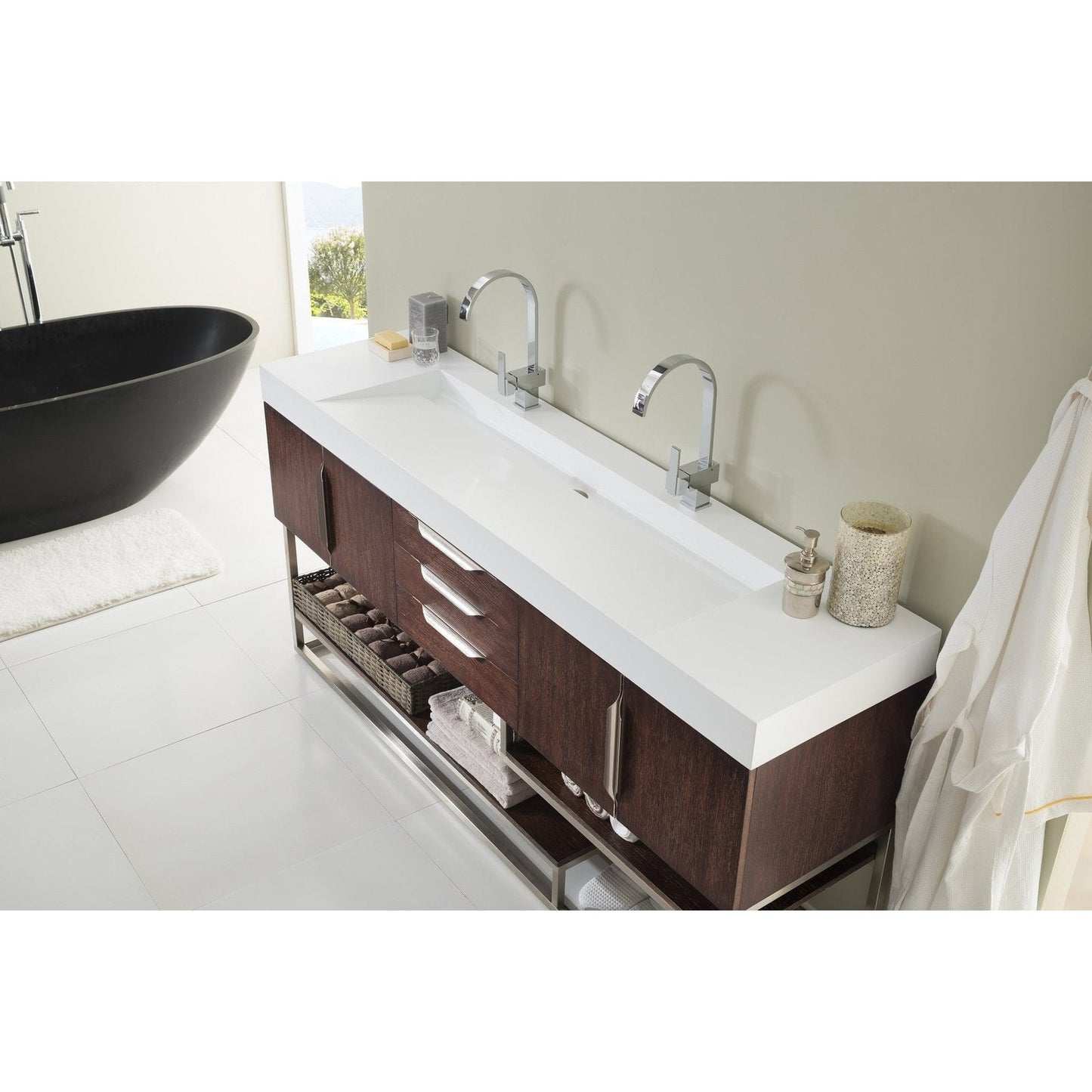 James Martin Vanities Columbia 72" Double Vanity - 388-V72D-AGR-MB-DGG