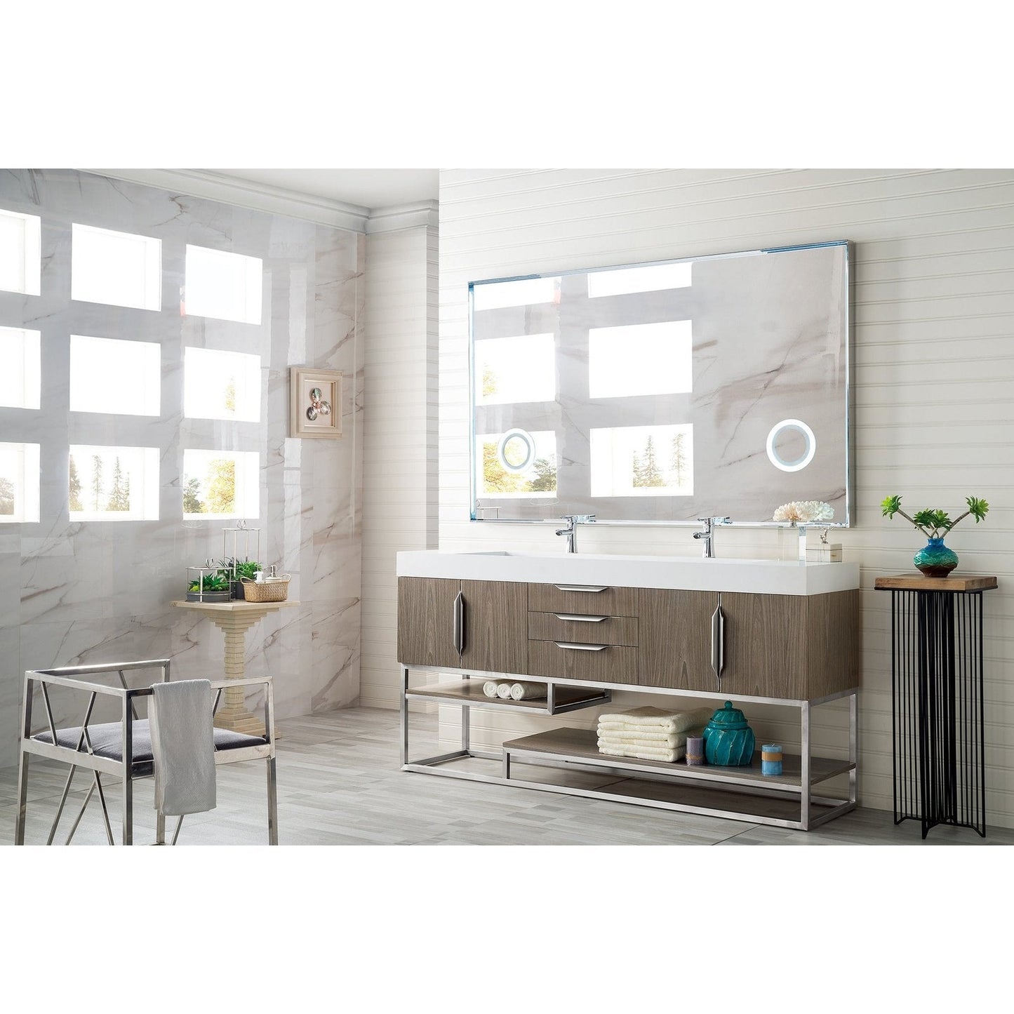 James Martin Vanities Columbia 72" Double Vanity - 388-V72D-AGR-MB-DGG