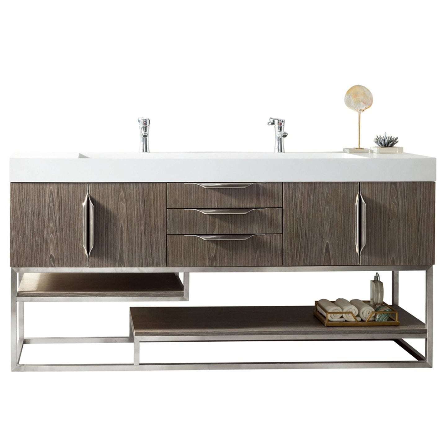 James Martin Vanities Columbia 72" Double Vanity - 388-V72D-AGR-MB-DGG